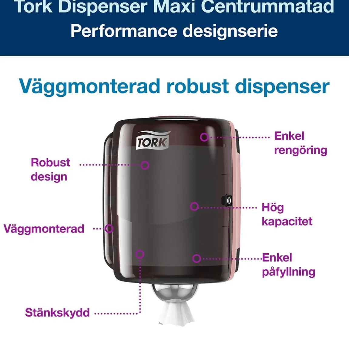 Dispenser Torkrulle Tork W2 Maxi Röd/Svart