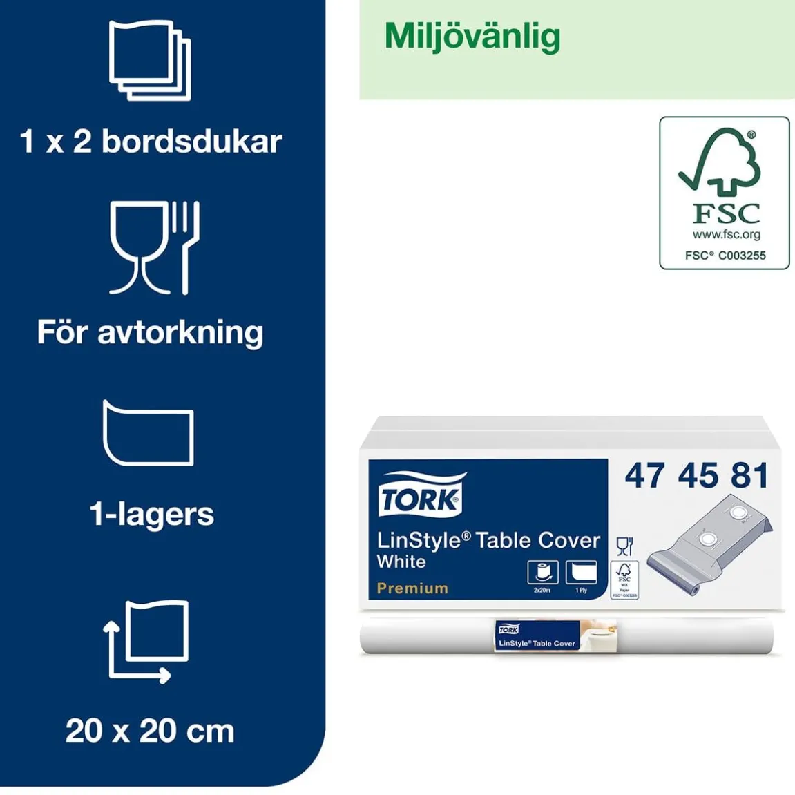 Duk Tork Linstyle Vit 1,2x20m