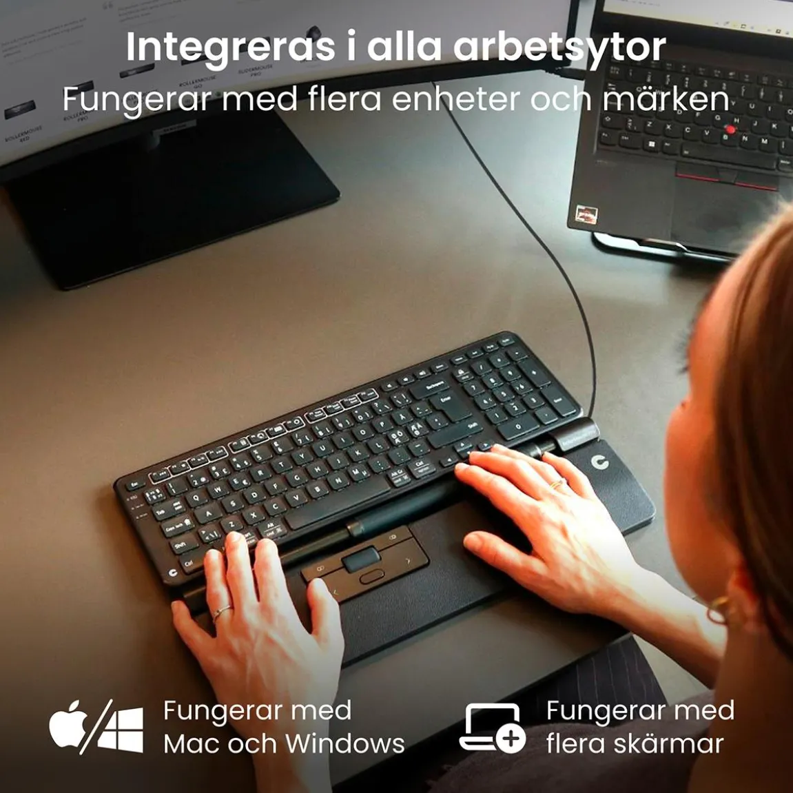 Ergonomisk Mus RollerMouse Pro Vegan Leather Med Sladd Slim