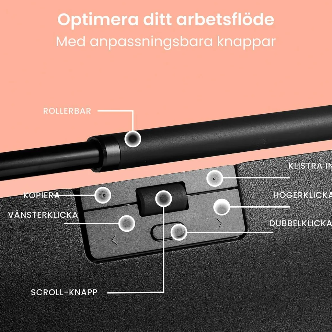 Ergonomisk Mus RollerMouse Pro Vegan Leather Med Sladd Slim