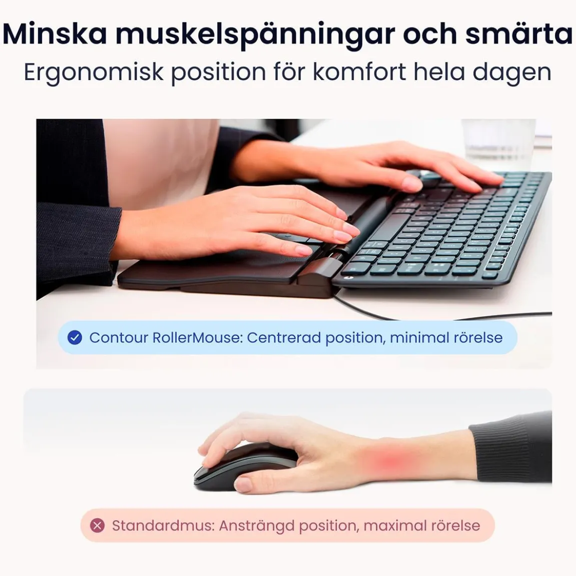 Ergonomisk Mus RollerMouse Pro Vegan Leather Med Sladd Slim