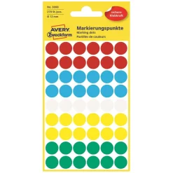 Etikett Avery färgsignal mixade färger Ø 12mm