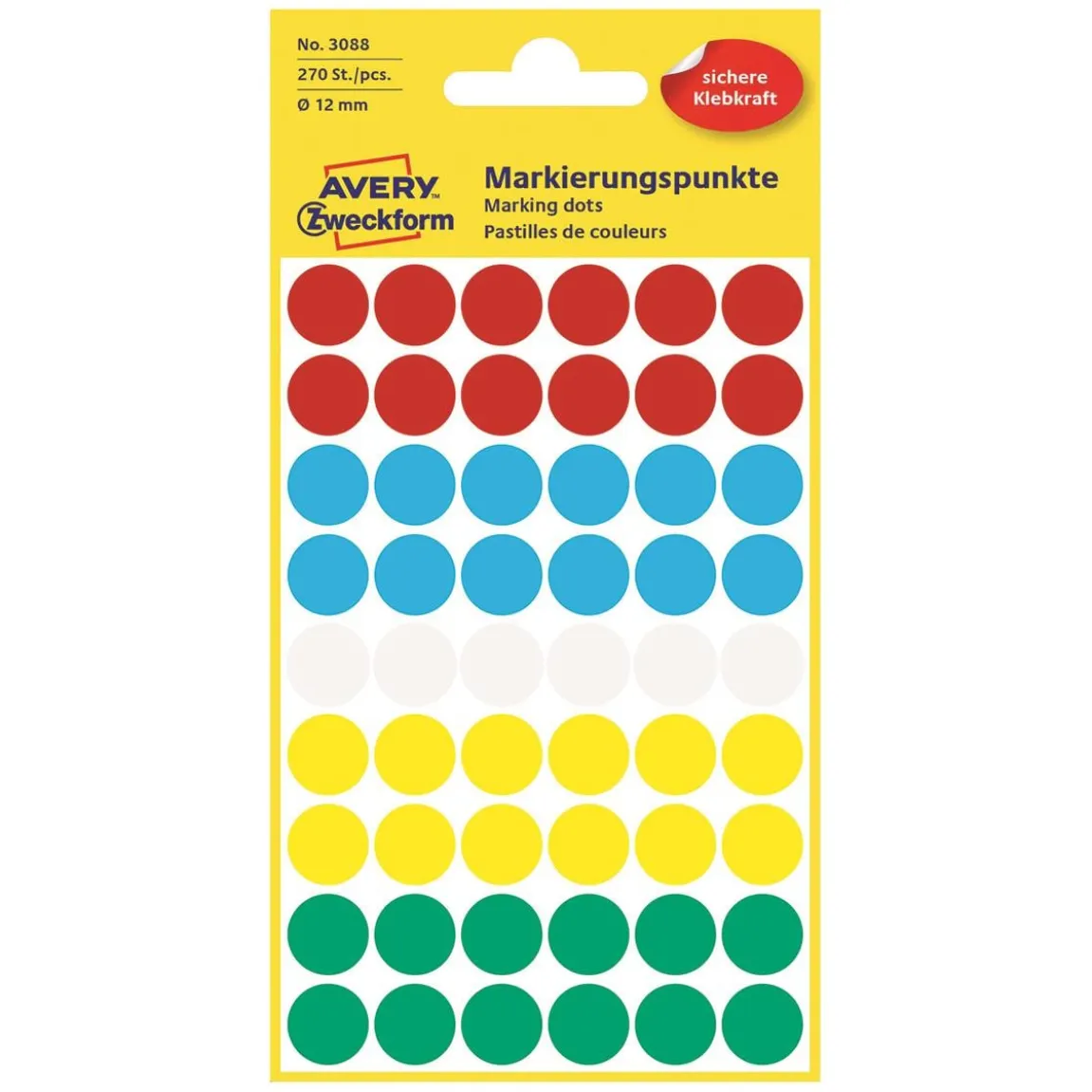 Etikett Avery färgsignal mixade färger Ø 12mm