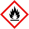 Etikett Faropiktogram BRANDFARLIG + text 80mm x 5m