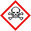 Etikett Faropiktogram GIFTIG + text 80mm x 5m