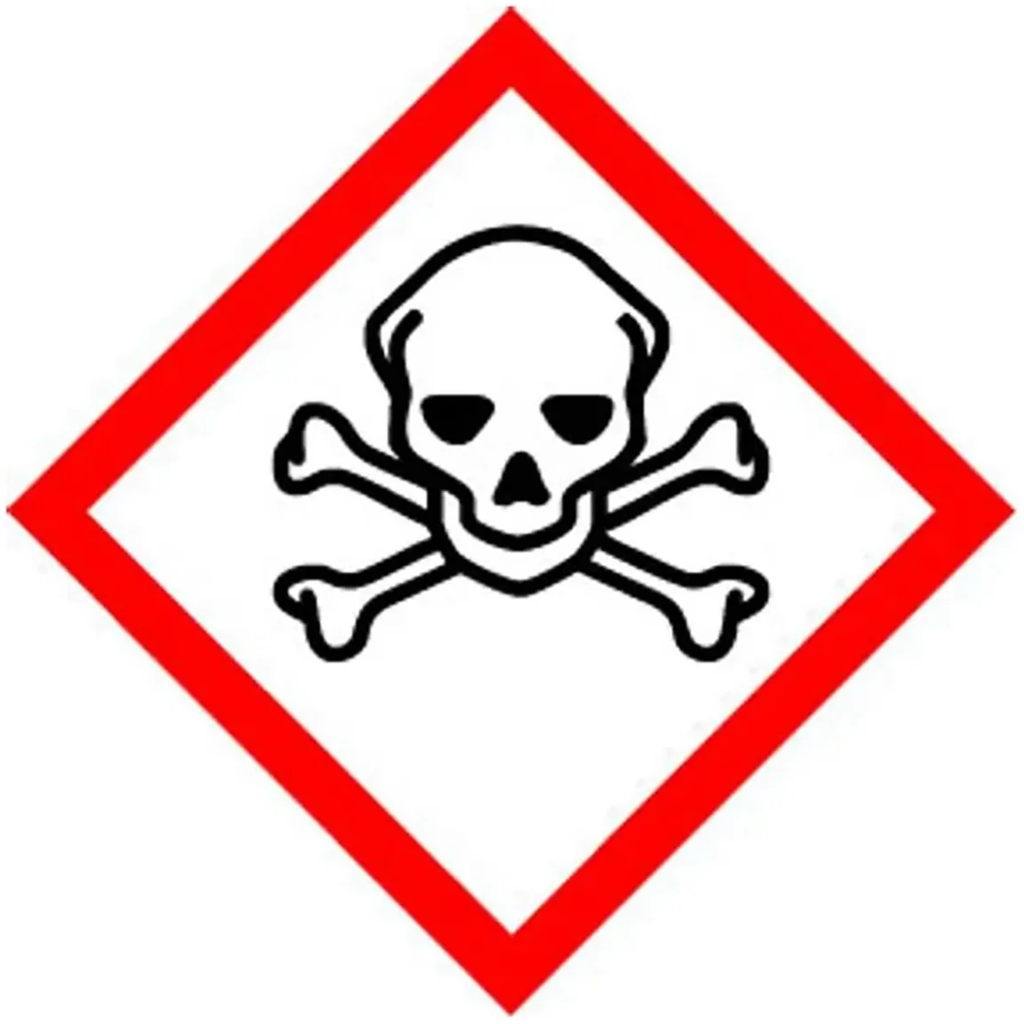 Etikett Faropiktogram GIFTIG + text 80mm x 5m