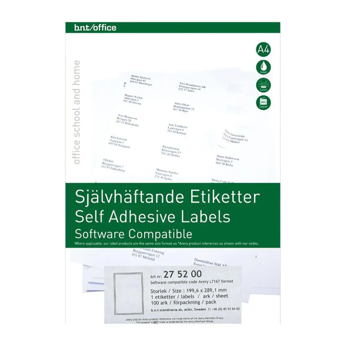 Etikett Laser 289x199mm A4