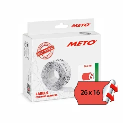 Etikett Meto Prismärkning Permanent Neonröd 26x16mm