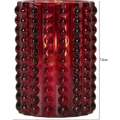 Glaslykta Star Trading LED Flamme Dotty Röd 12,5cm