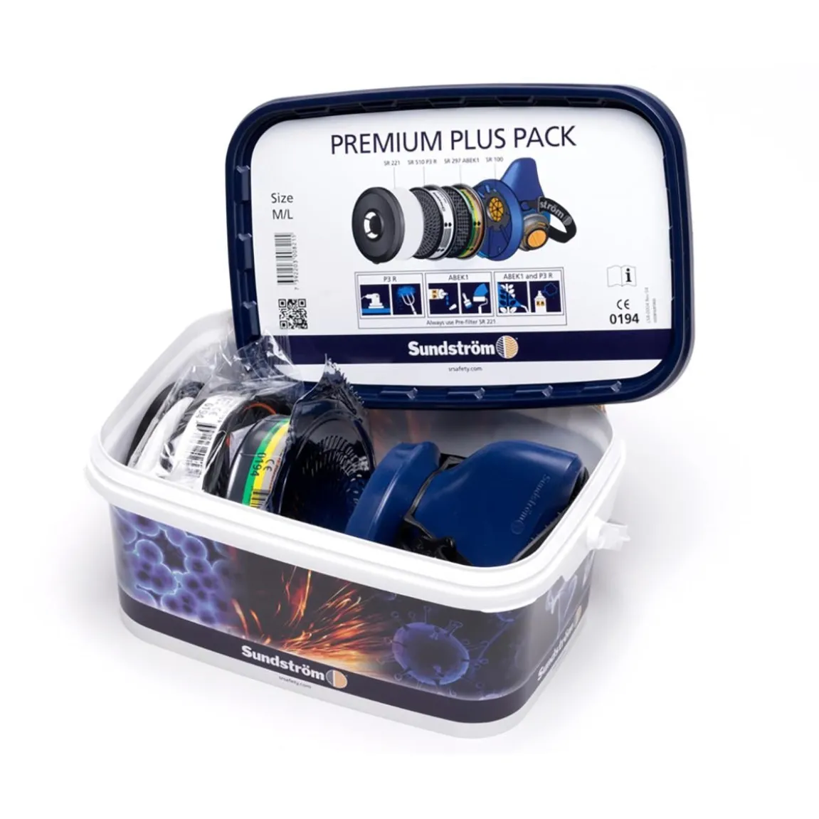 Halvmask Sundström Premius Plus Pack