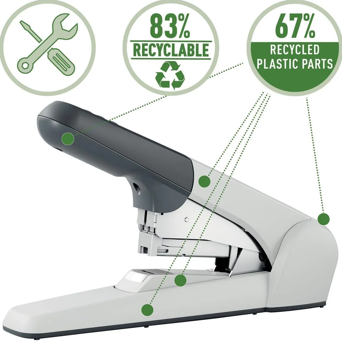 Häftapparat Leitz 5552 Flat Clinch Helstapel 60 Ark Grå
