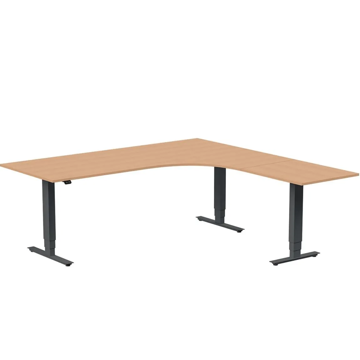 Höj-& Sänkbart Skrivbord Lanab Höger Bok/Antracit 2000x1800mm
