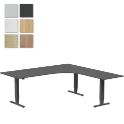 Höj-& Sänkbart Skrivbord Lanab Höger Bok/Antracit 2000x2000mm
