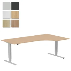 Höj-& Sänkbart Skrivbord Lanab Höger Bok/Silver 2000x1200mm