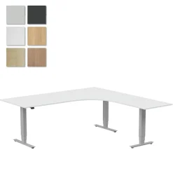 Höj-& sänkbart skrivbord Lanab Höger Bok/Silver 2000x2000mm