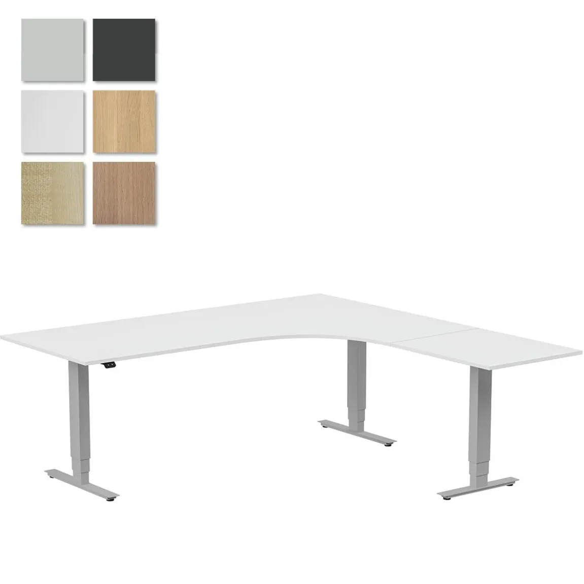 Höj-& sänkbart skrivbord Lanab Höger Bok/Silver 2000x2000mm
