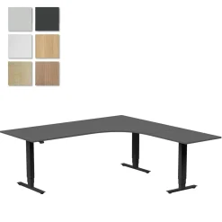 Höj-& sänkbart skrivbord Lanab Höger Bok/Svart 2000x1800