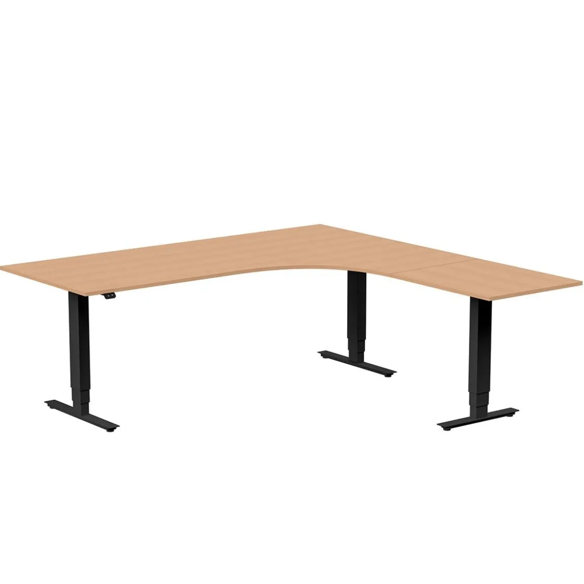 Höj-& sänkbart skrivbord Lanab Höger Bok/Svart 2000x2000mm