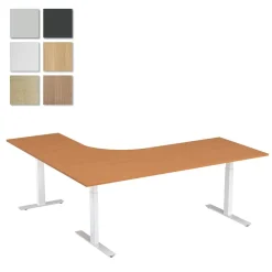 Höj-& sänkbart skrivbord Lanab Höger Bok/Vit 1800x1800
