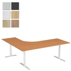 Höj-& sänkbart skrivbord Lanab Höger Bok/Vit 2000x1800