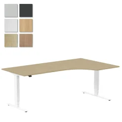 Höj-& Sänkbart Skrivbord Lanab Höger Bok/Vit 2000x1200mm