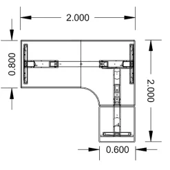 Höj-& sänkbart skrivbord Lanab Höger Bok/Vit 2000x2000mm