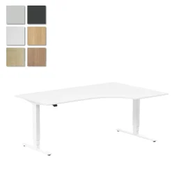 Höj-& Sänkbart Skrivbord Lanab Höger Bok/Vit 1800x1200mm