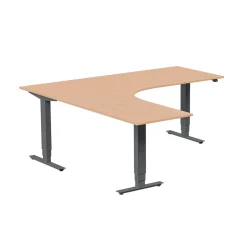 Höj-& Sänkbart Skrivbord Lanab Vänster Bok/Antracit 1800x1800mm