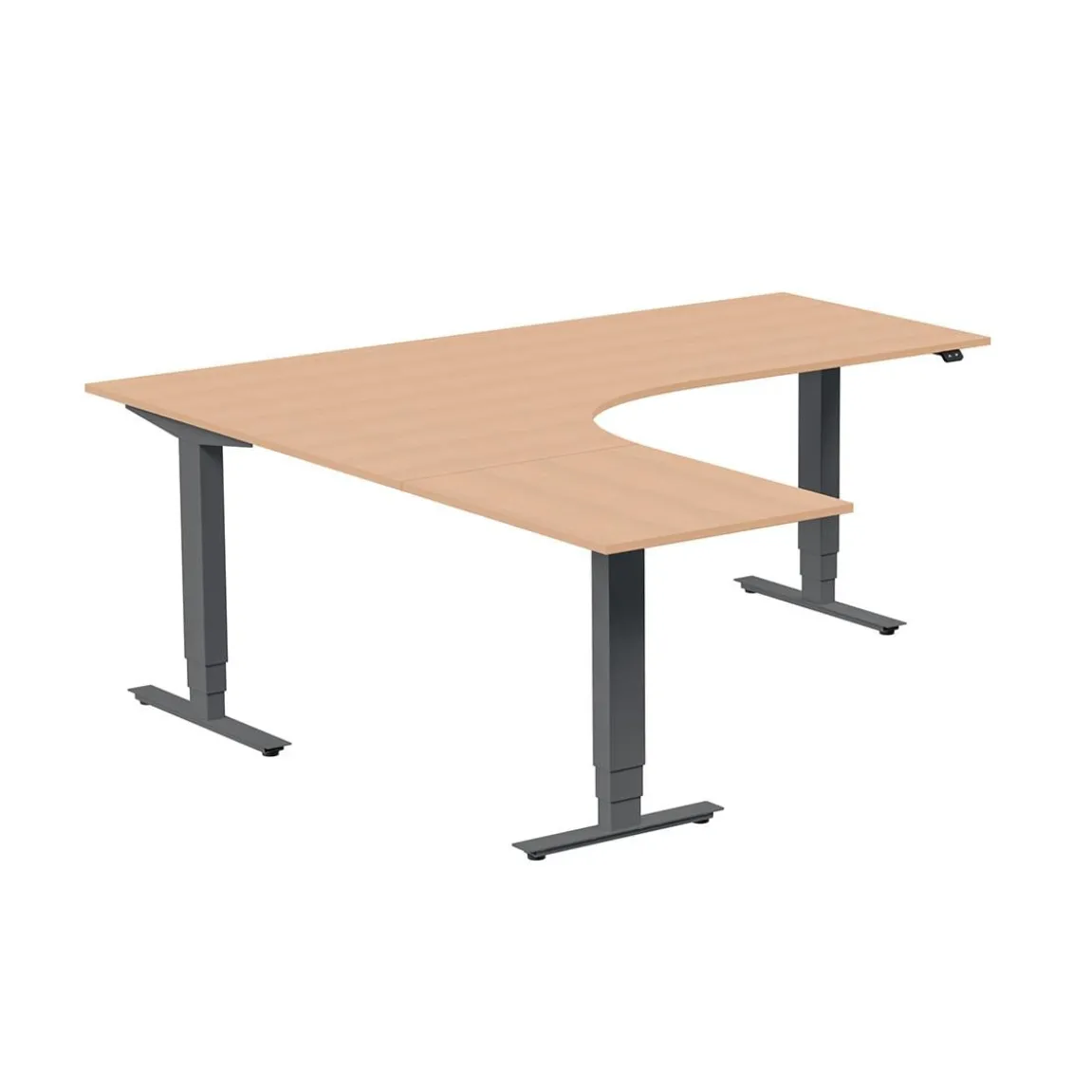 Höj-& Sänkbart Skrivbord Lanab Vänster Bok/Antracit 1800x1800mm