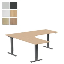 Höj-& Sänkbart Skrivbord Lanab Vänster Bok/Antracit 1800x1800mm