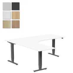Höj-& Sänkbart Skrivbord Lanab Vänster Bok/Antracit 2000x1800mm