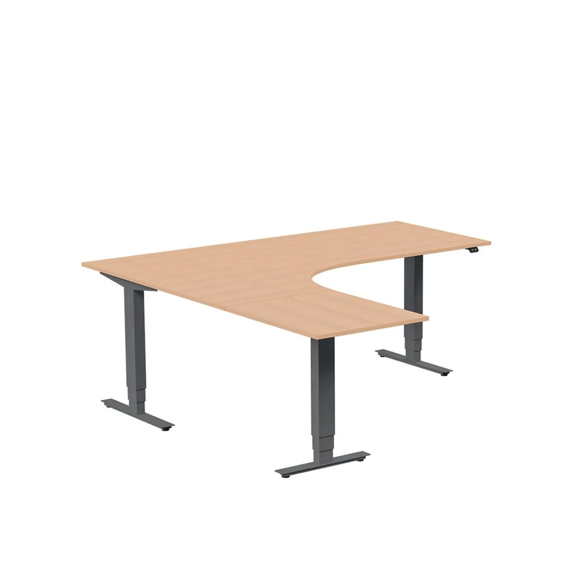 Höj-& Sänkbart Skrivbord Lanab Vänster Bok/Antracit 2000x2000mm