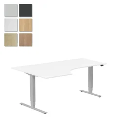 Höj-& Sänkbart Skrivbord Lanab Vänster Bok/Silver 1800x1200mm