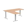 Höj-& sänkbart skrivbord Lanab Vänster Bok/Silver 2000x2000mm