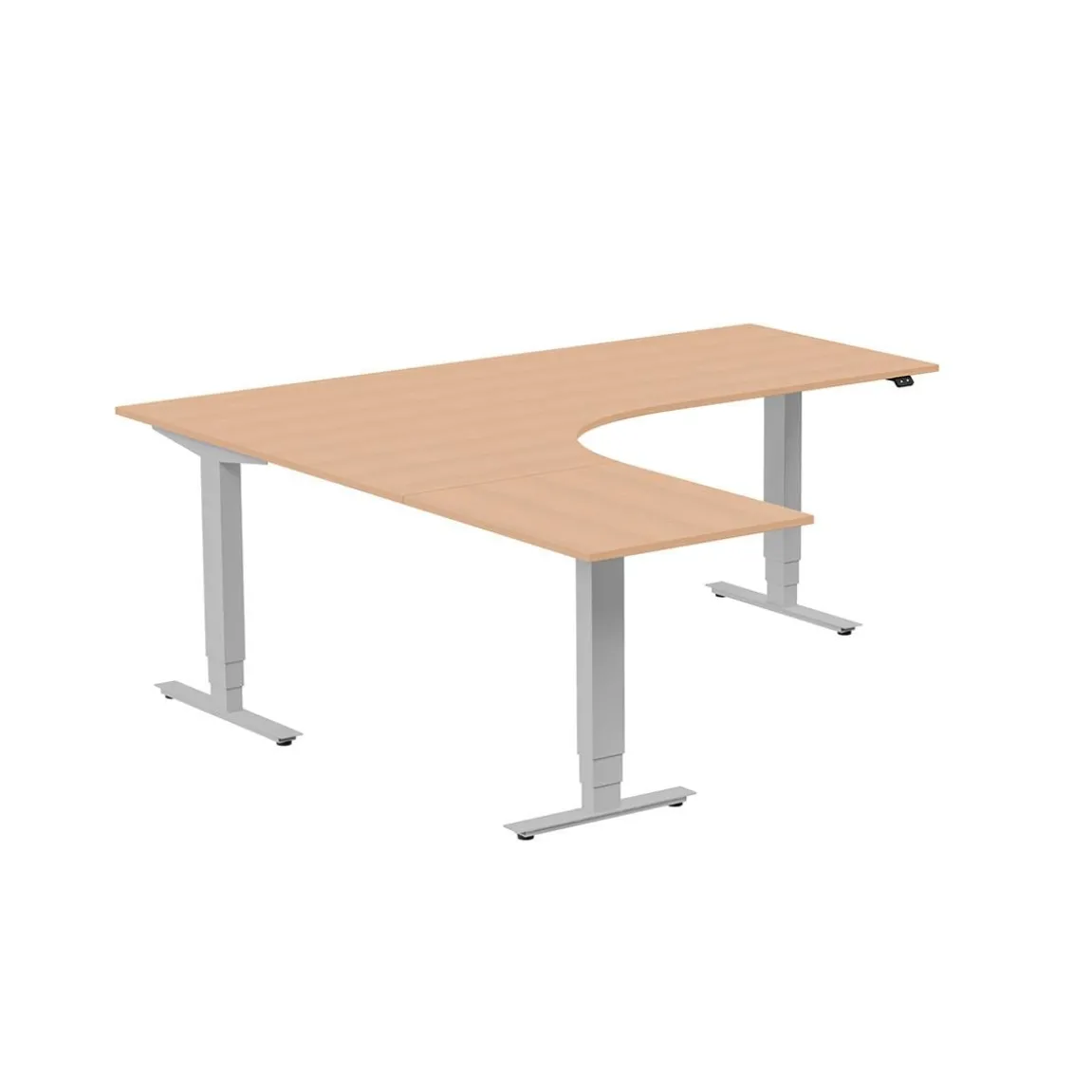 Höj-& sänkbart skrivbord Lanab Vänster Bok/Silver 2000x2000mm
