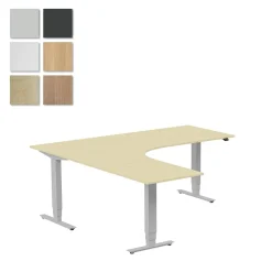 Höj-& sänkbart skrivbord Lanab Vänster Bok/Silver 2000x2000mm