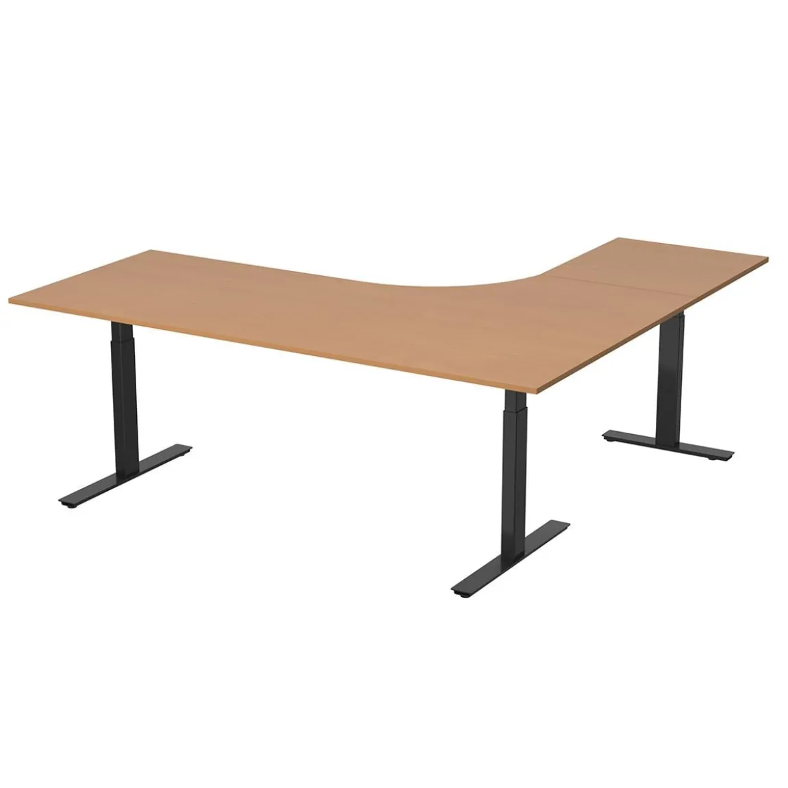 Höj-& sänkbart skrivbord Lanab Vänster Bok/Svart 1800x1800