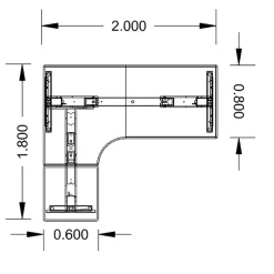 Höj-& sänkbart skrivbord Lanab Vänster Bok/Svart 2000x1800