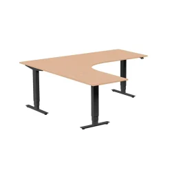 Höj-& sänkbart skrivbord Lanab Vänster Bok/Svart 2000x2000mm