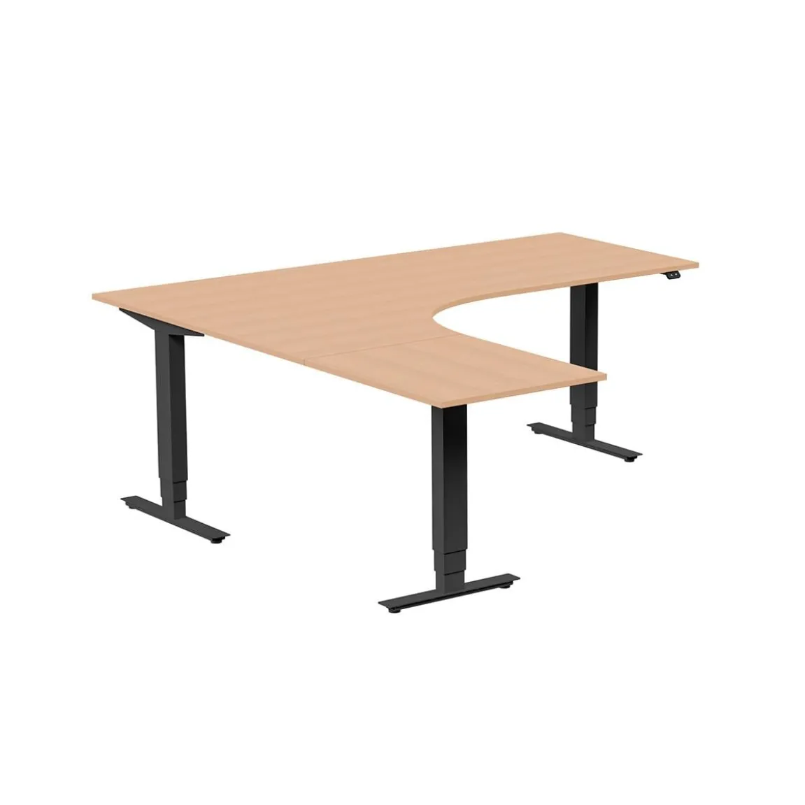 Höj-& sänkbart skrivbord Lanab Vänster Bok/Svart 2000x2000mm