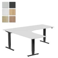 Höj-& sänkbart skrivbord Lanab Vänster Bok/Svart 2000x2000mm