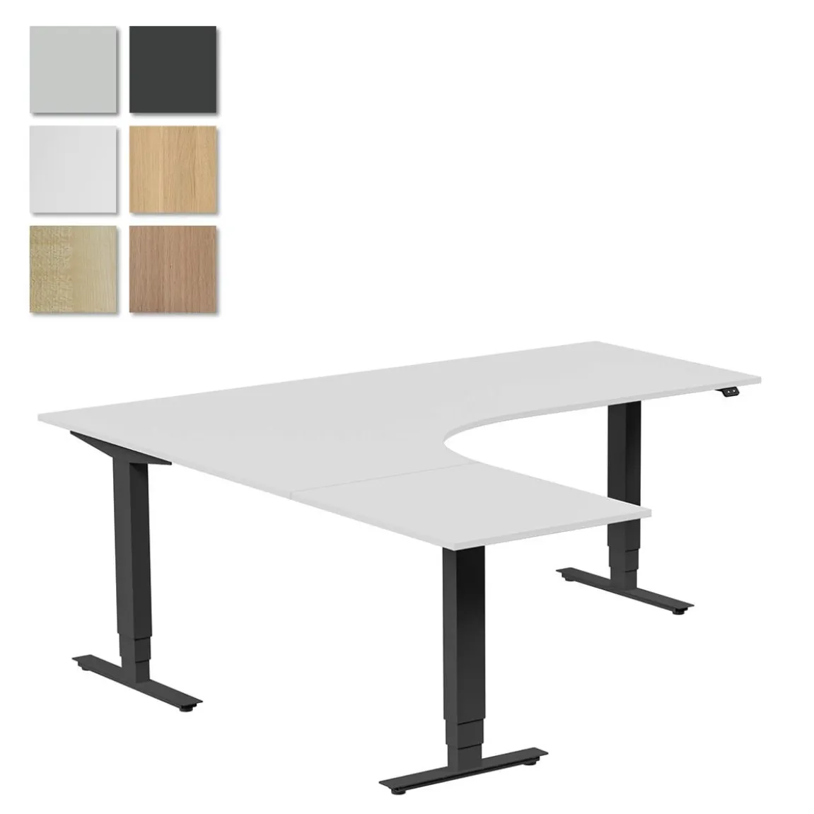 Höj-& sänkbart skrivbord Lanab Vänster Bok/Svart 2000x2000mm