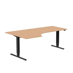 Höj-& Sänkbart Skrivbord Lanab Vänster Bok/Svart 2000x1200mm