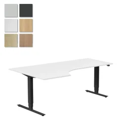 Höj-& Sänkbart Skrivbord Lanab Vänster Bok/Svart 2000x1200mm