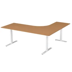 Höj-& sänkbart skrivbord Lanab Vänster Bok/Vit 1800x1800