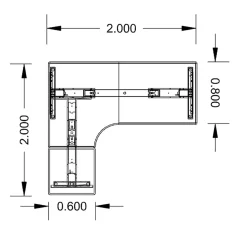 Höj-& sänkbart skrivbord Lanab Vänster Bok/Vit 2000x2000mm