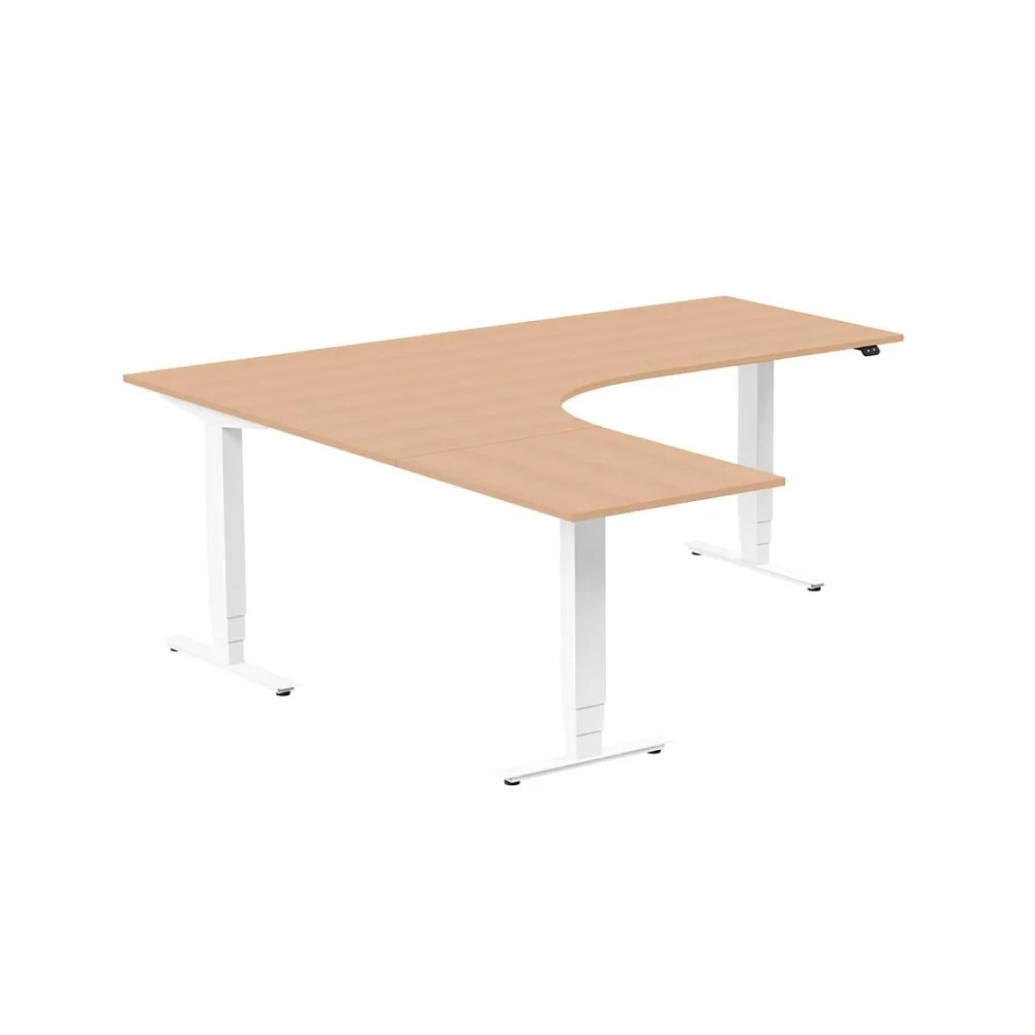 Höj-& sänkbart skrivbord Lanab Vänster Bok/Vit 2000x2000mm