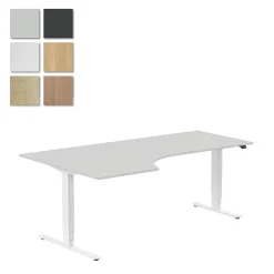 Höj-& Sänkbart Skrivbord Lanab Vänster Bok/Vit 2000x1200mm