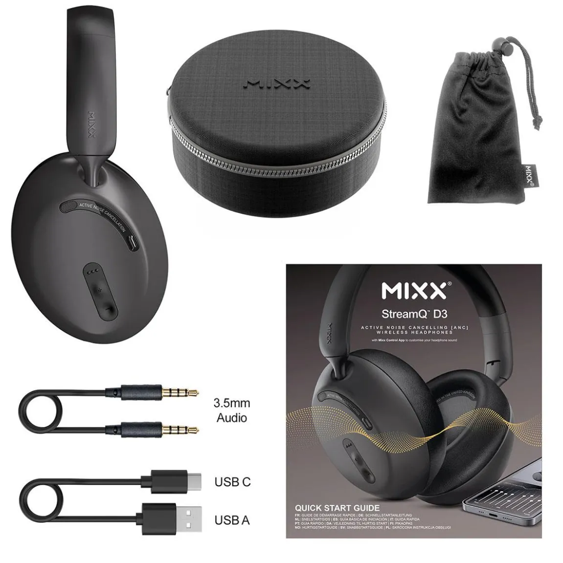 Hörlurar Mixx Over-Ear Trådlös StreamQ D3 ANC Svart