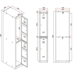 Klädskåp Click 2-dörr x 2 modul Mörkgrå 1800x600x500mm